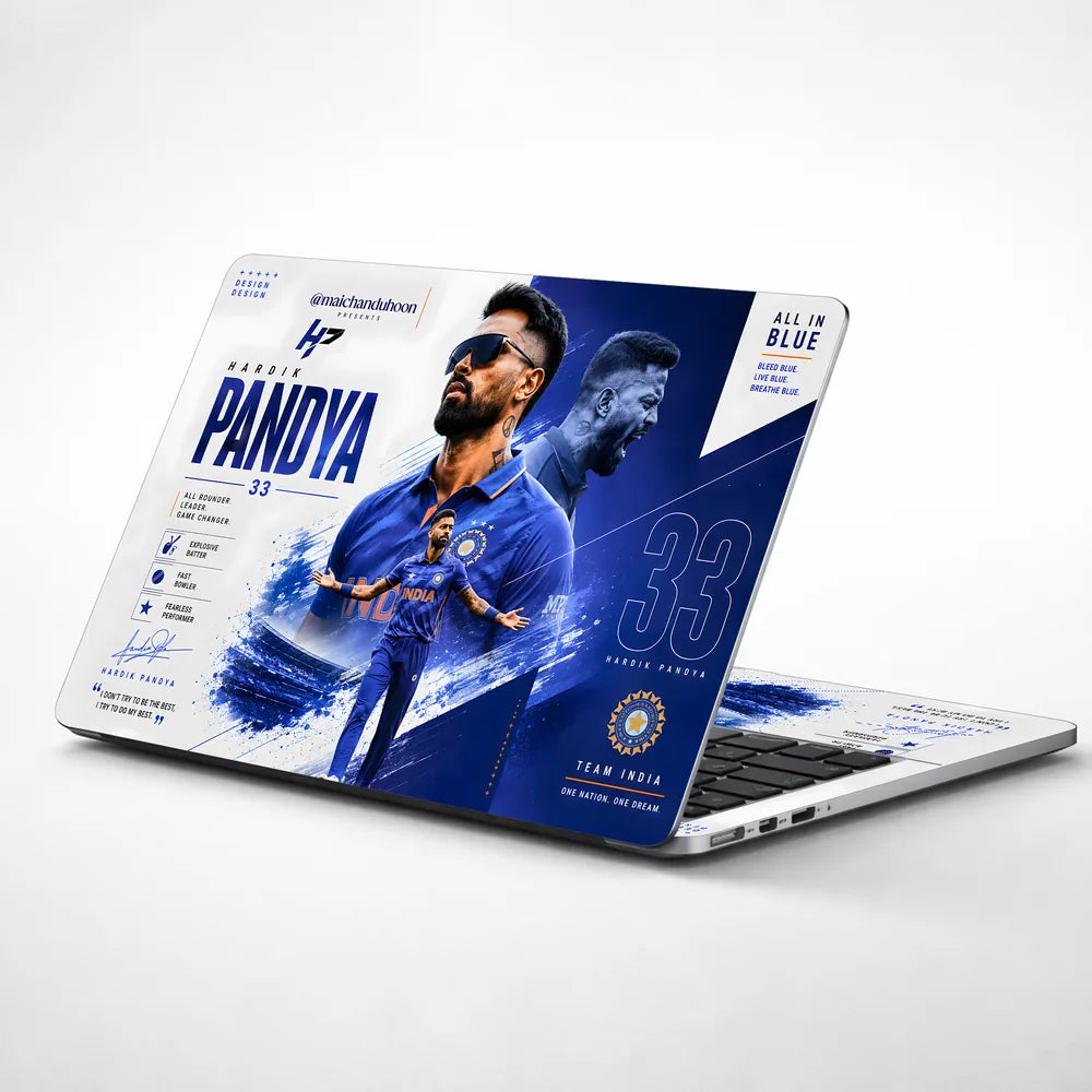 Hardik Pandya All In Blue Team Laptop Skin - View 1