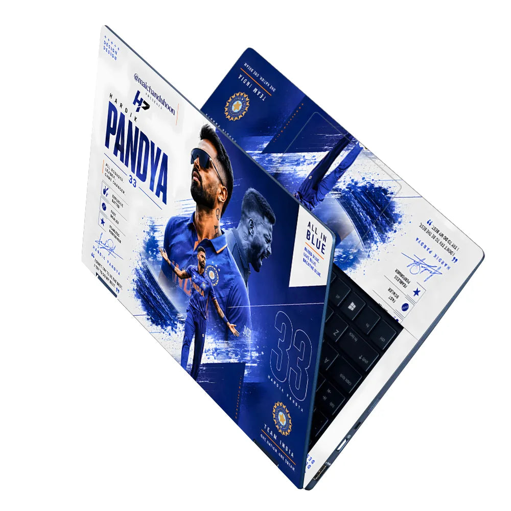 Hardik Pandya All In Blue Team Laptop Skin - View 2