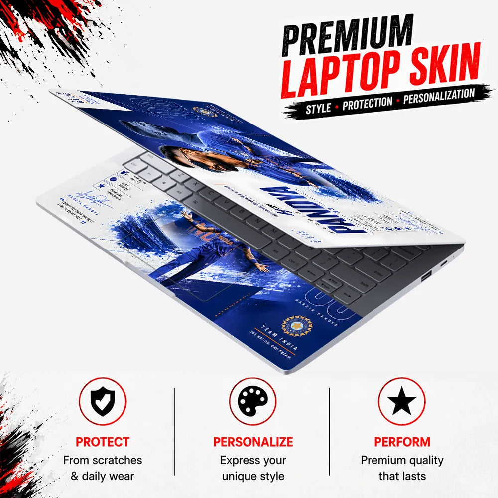 Hardik Pandya All In Blue Team Laptop Skin - View 3