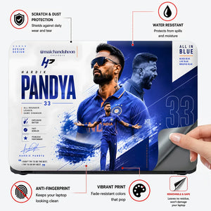 Hardik Pandya All In Blue Team Laptop Skin - View 4