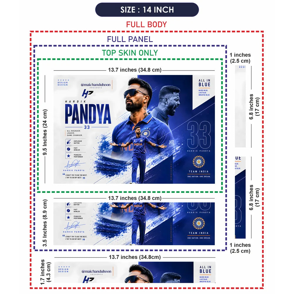 Hardik Pandya All In Blue Team Laptop Skin - View 7