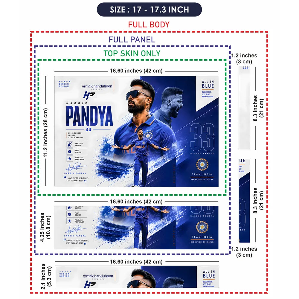 Hardik Pandya All In Blue Team Laptop Skin - View 9
