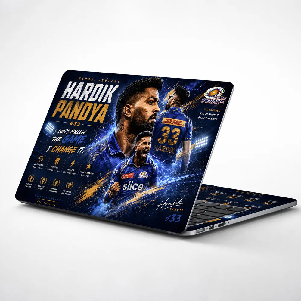Hardik Pandya Blue Lightning Laptop Skin - View 1