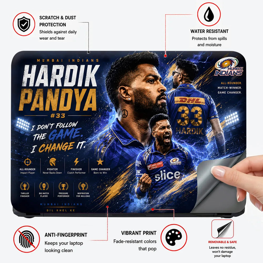Hardik Pandya Blue Lightning Laptop Skin - View 4