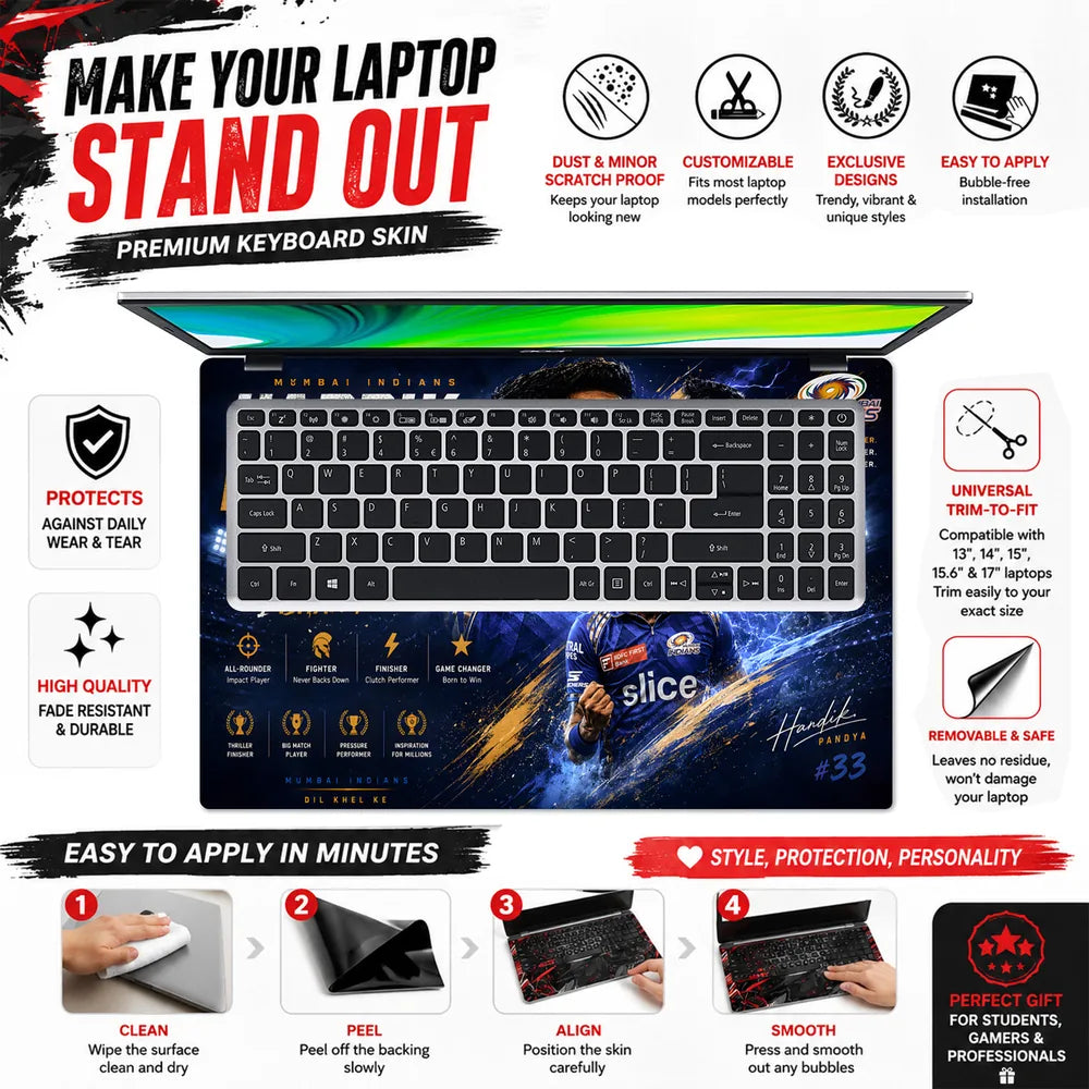 Hardik Pandya Blue Lightning Laptop Skin - View 5
