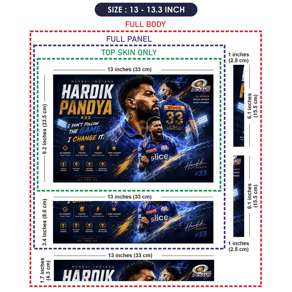 Hardik Pandya Blue Lightning Laptop Skin - View 6