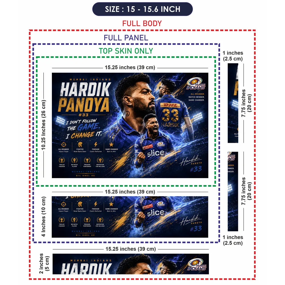 Hardik Pandya Blue Lightning Laptop Skin - View 8