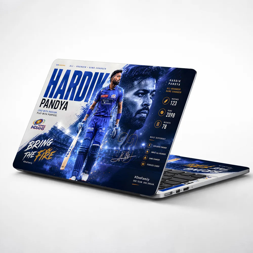 Hardik Pandya Bring The Fire Laptop Skin - View 1