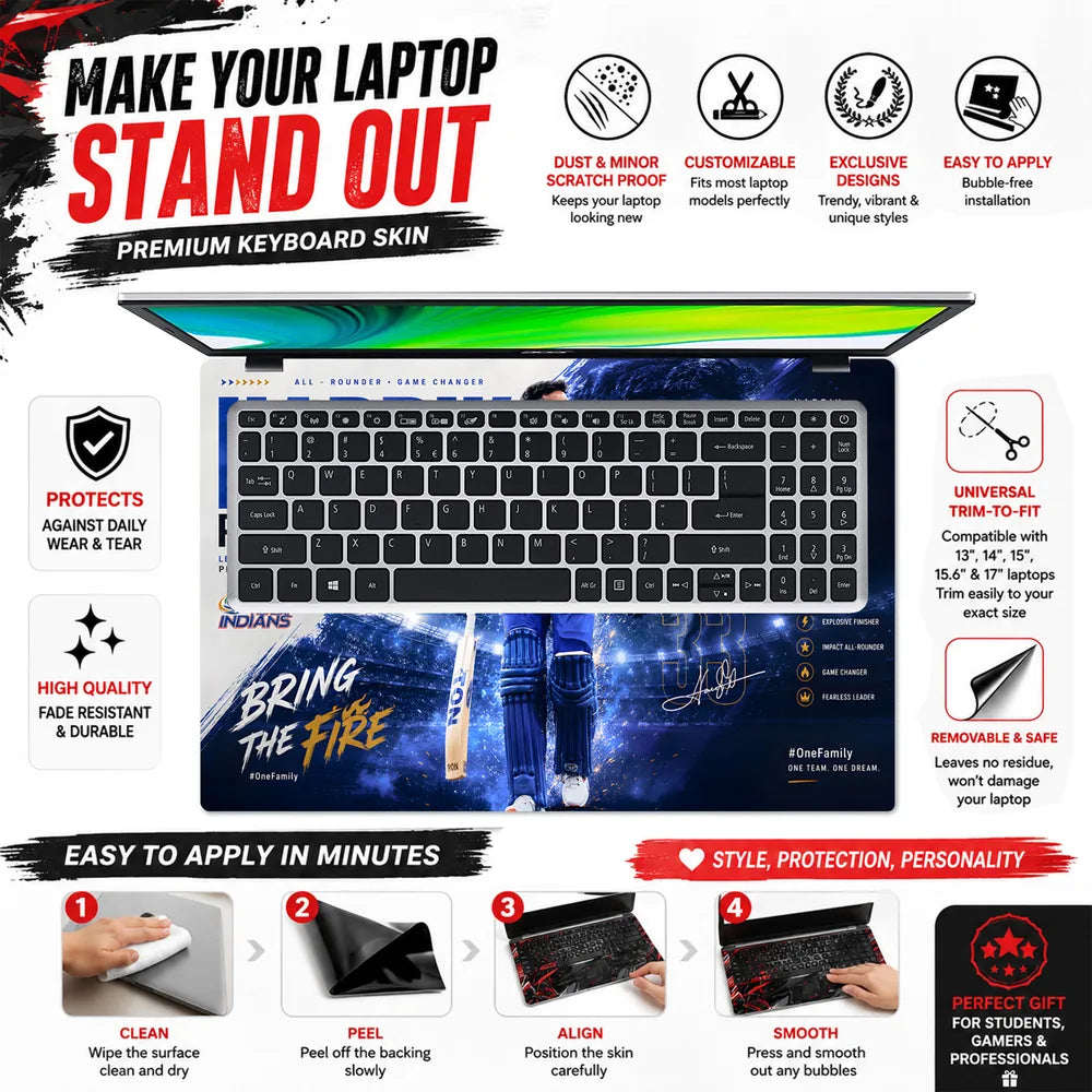 Hardik Pandya Bring The Fire Laptop Skin - View 5