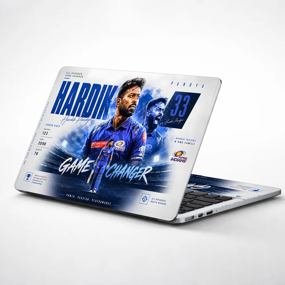 Hardik Pandya Game Changer White Laptop Skin - View 1