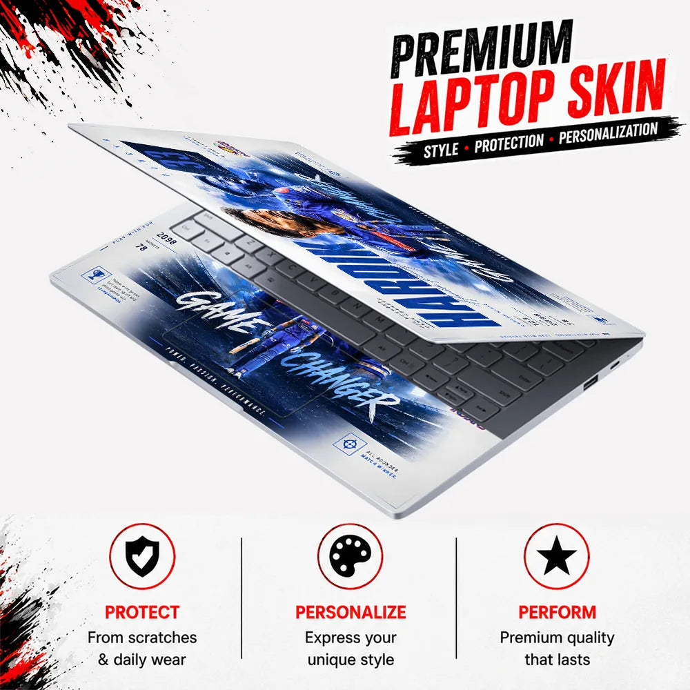 Hardik Pandya Game Changer White Laptop Skin - View 3