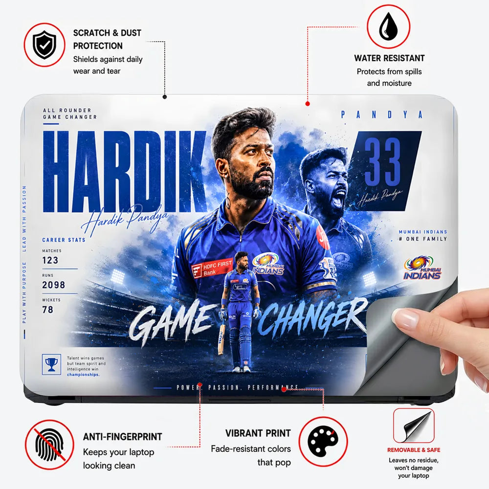 Hardik Pandya Game Changer White Laptop Skin - View 4