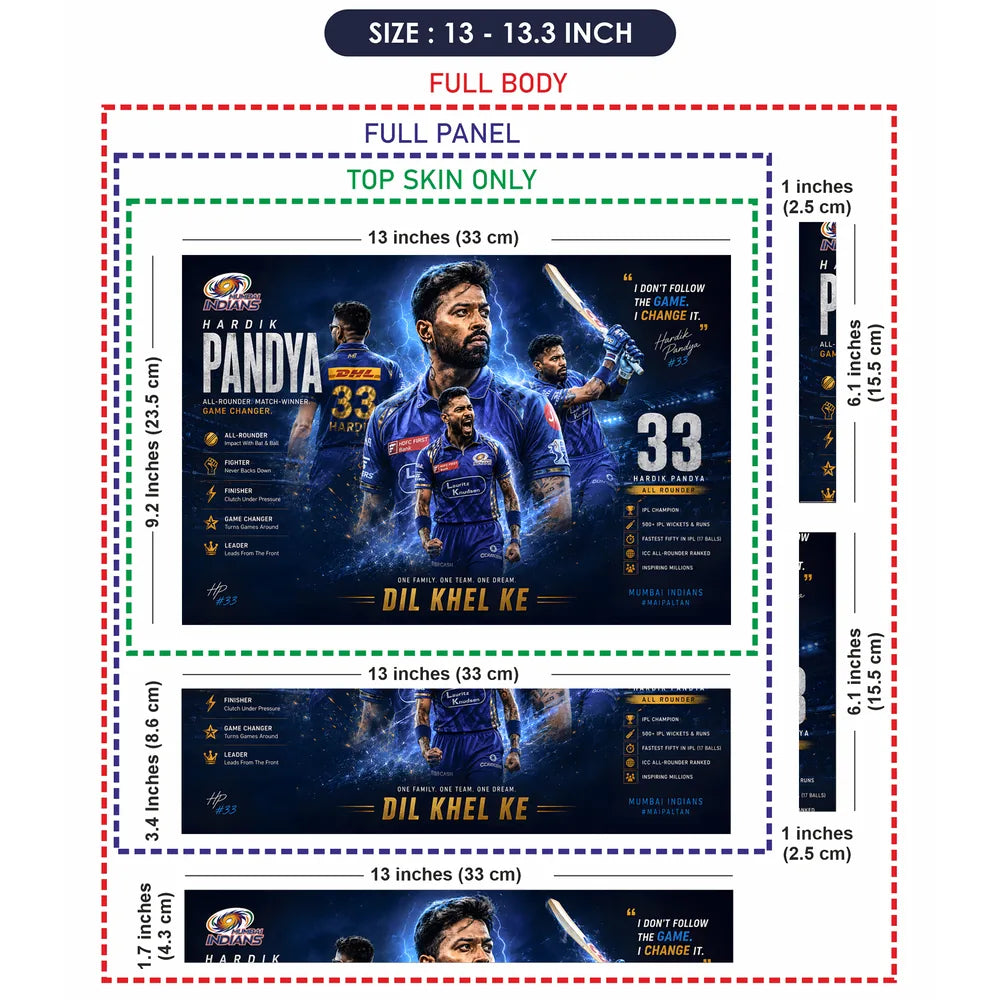 Hardik Pandya IPL Champion Stat Laptop Skin - View 6