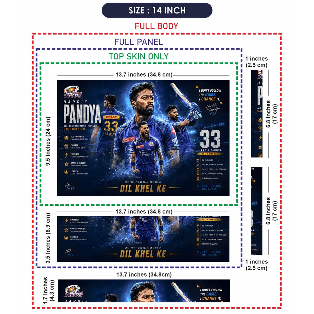 Hardik Pandya IPL Champion Stat Laptop Skin - View 7