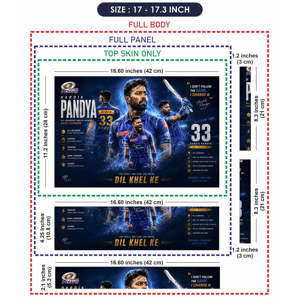 Hardik Pandya IPL Champion Stat Laptop Skin - View 9