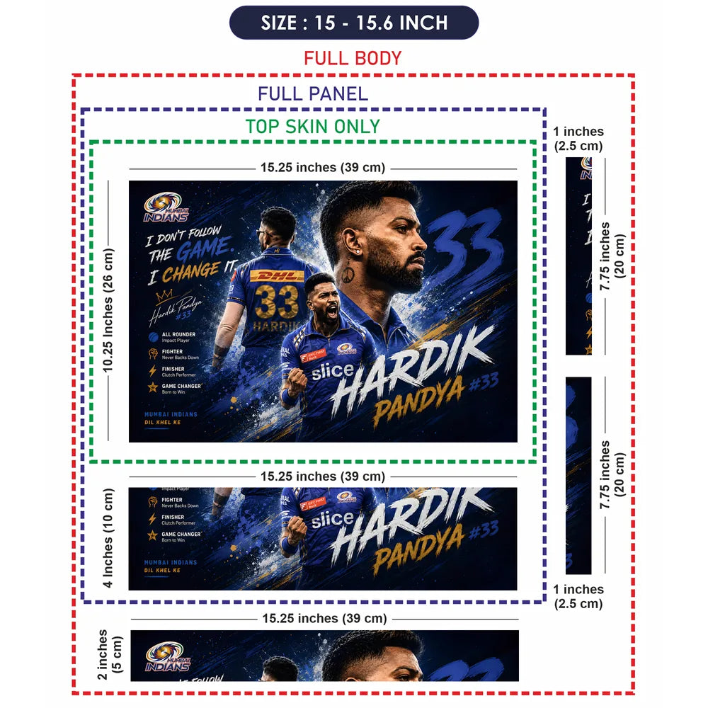 Hardik Pandya Mumbai 33 Laptop Skin - View 8