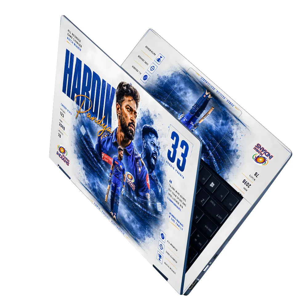 Hardik Pandya Power Passion White Laptop Skin - View 2