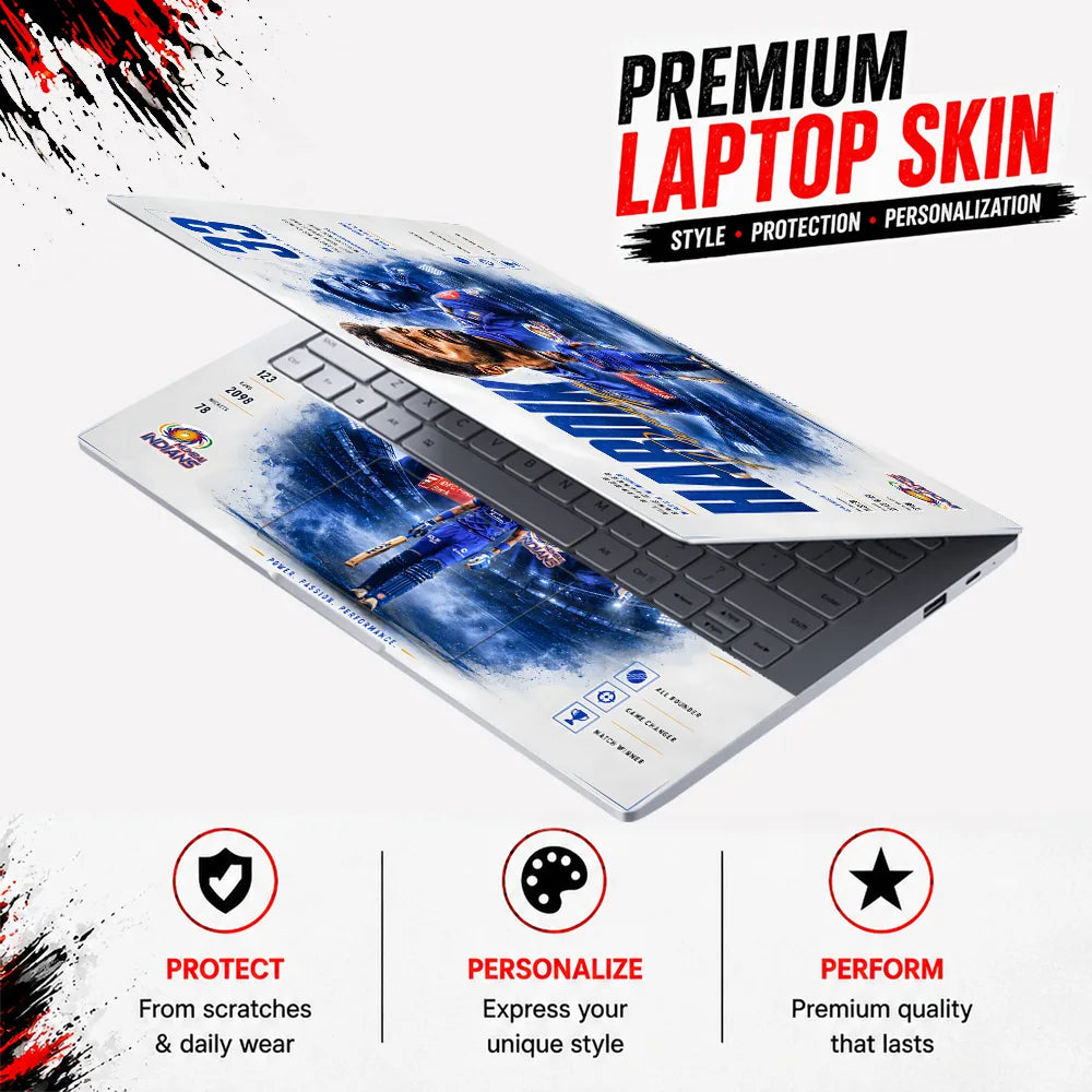 Hardik Pandya Power Passion White Laptop Skin - View 3