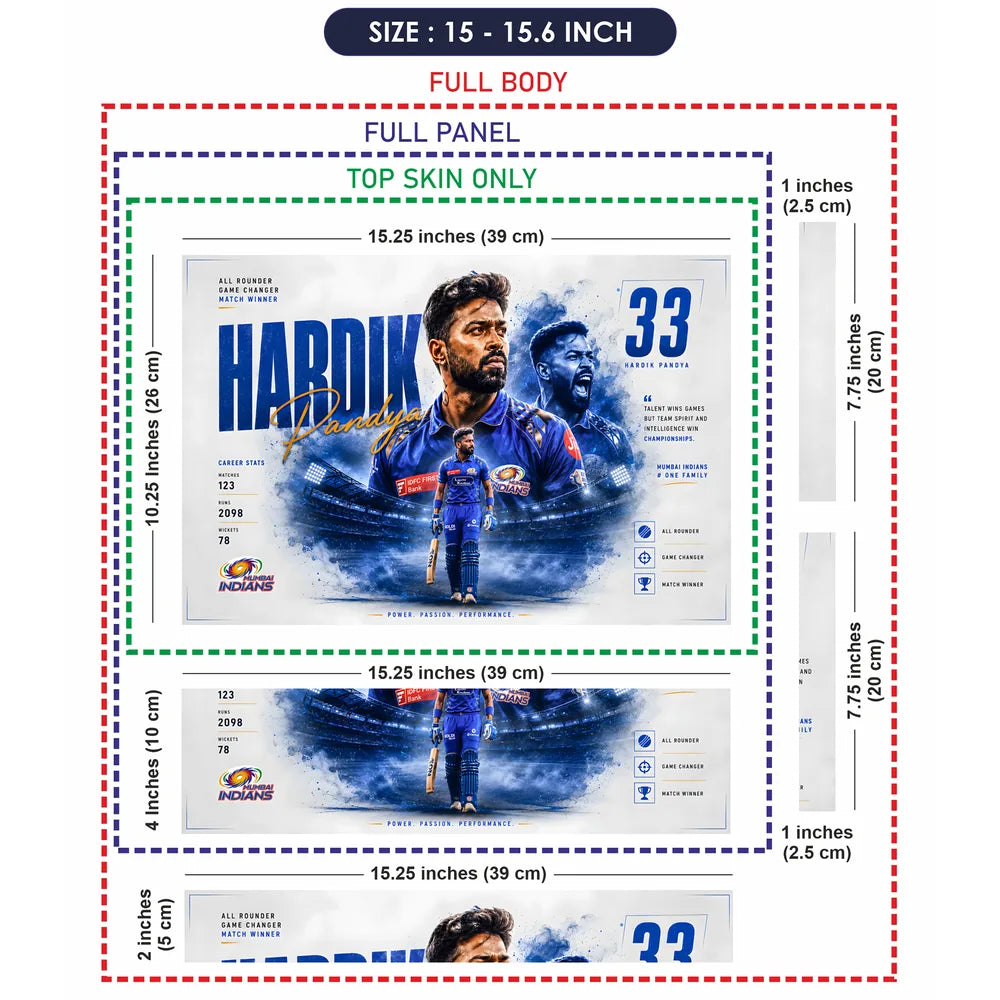 Hardik Pandya Power Passion White Laptop Skin - View 8