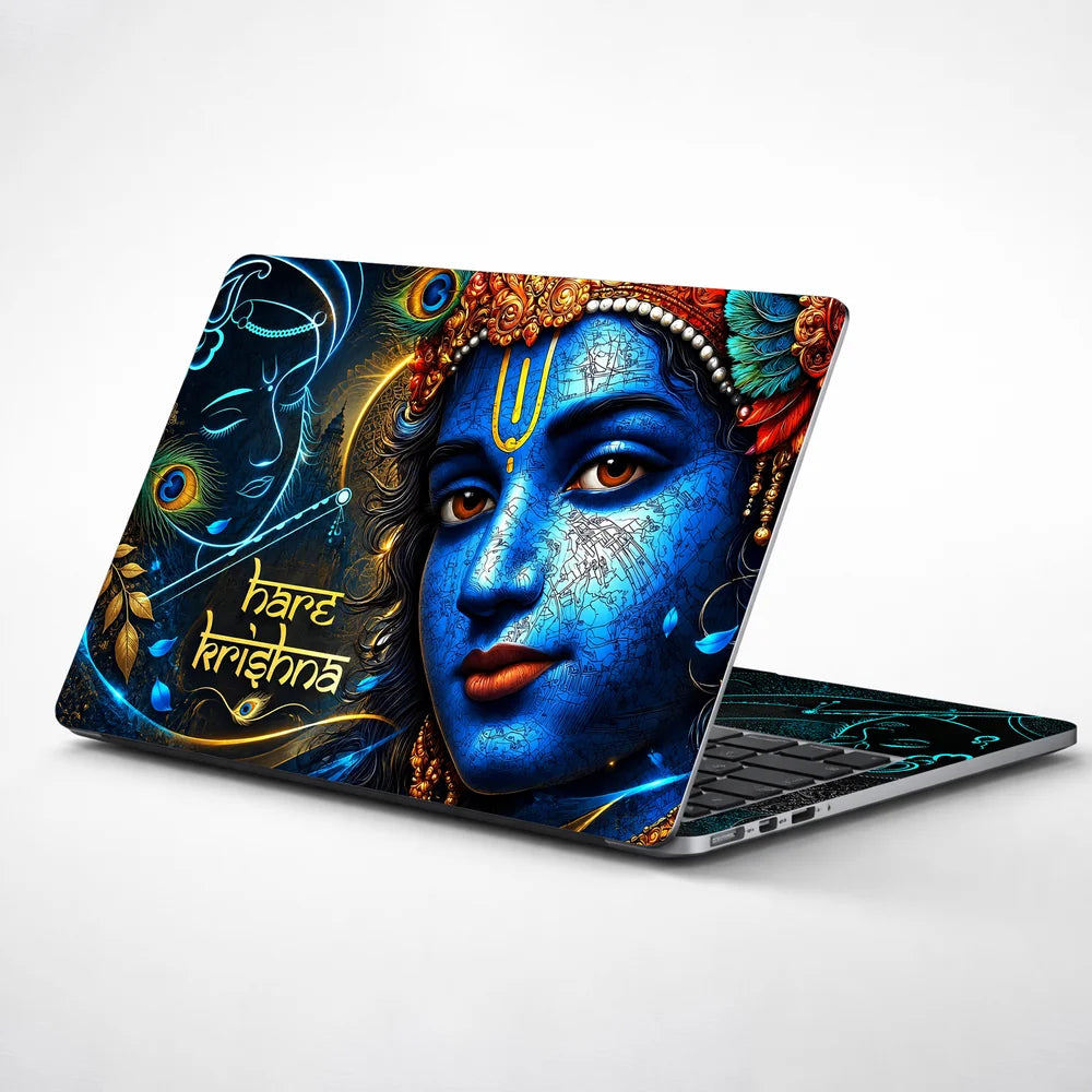 Hare Krishna Electric Blue Laptop Skin - View 1