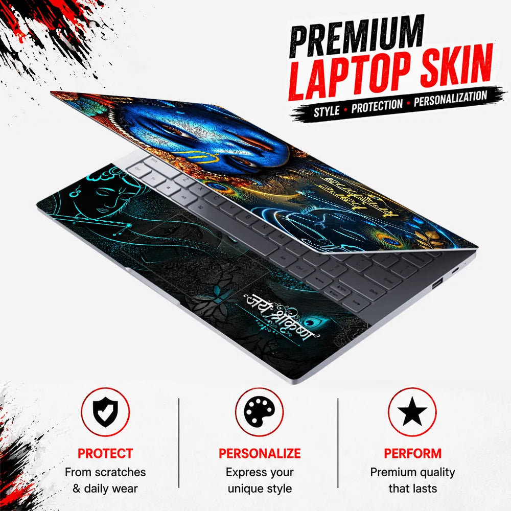 Hare Krishna Electric Blue Laptop Skin - View 3
