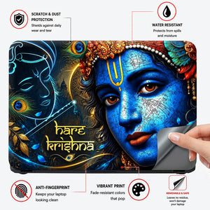 Hare Krishna Electric Blue Laptop Skin - View 4