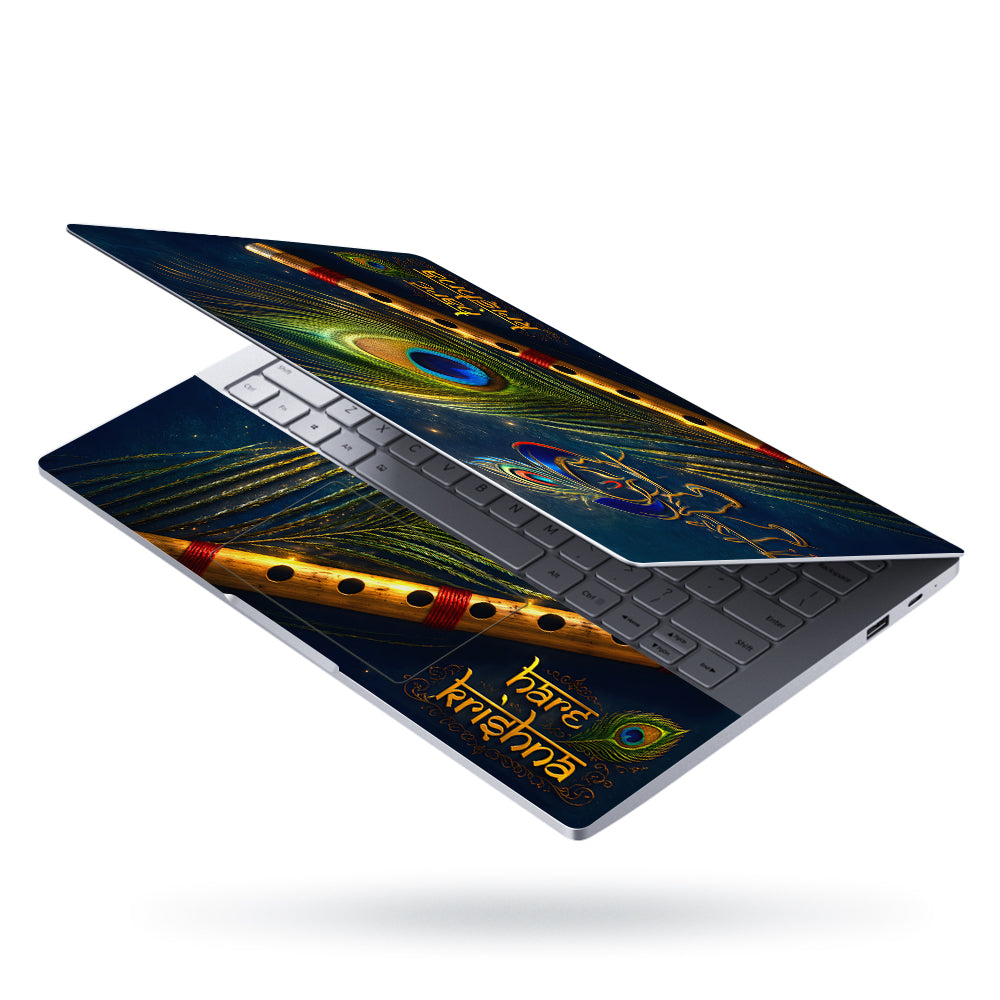 Hare Krishna Peacock Flute Laptop Skin - View 3