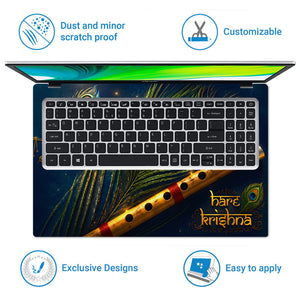 Hare Krishna Peacock Flute Laptop Skin - View 5