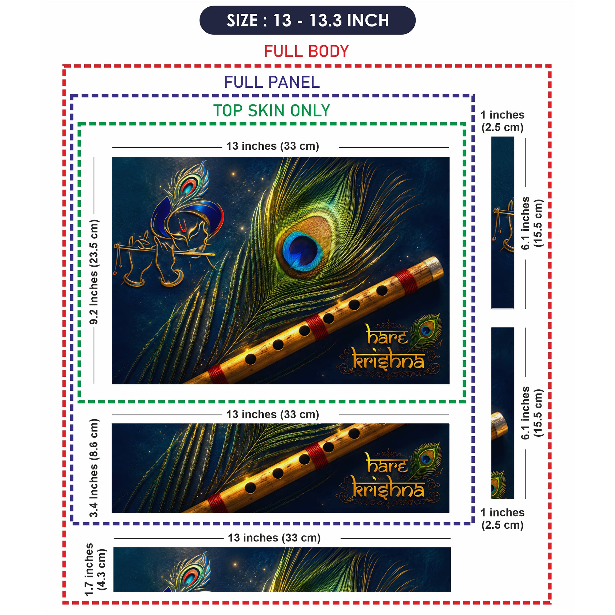 Hare Krishna Peacock Flute Laptop Skin - View 6