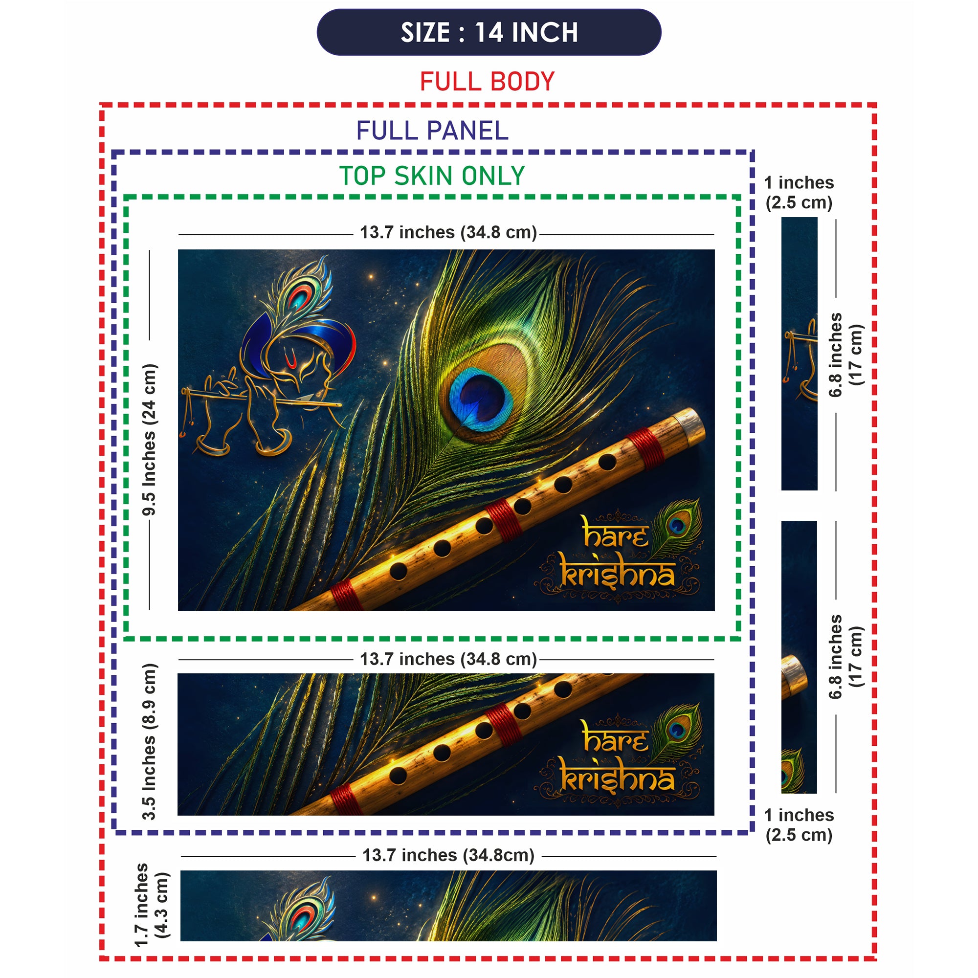 Hare Krishna Peacock Flute Laptop Skin - View 7