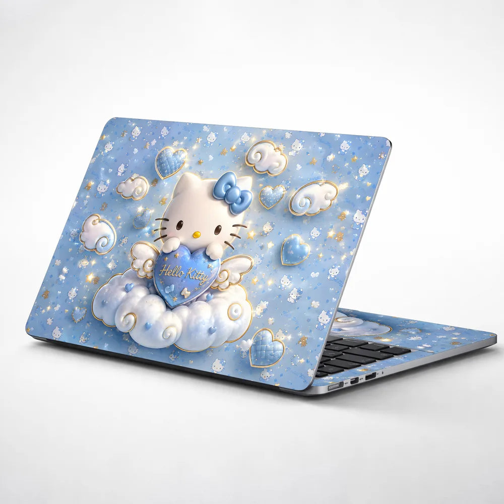 Hello Kitty Heart Cloud Blue Laptop Skin - View 1