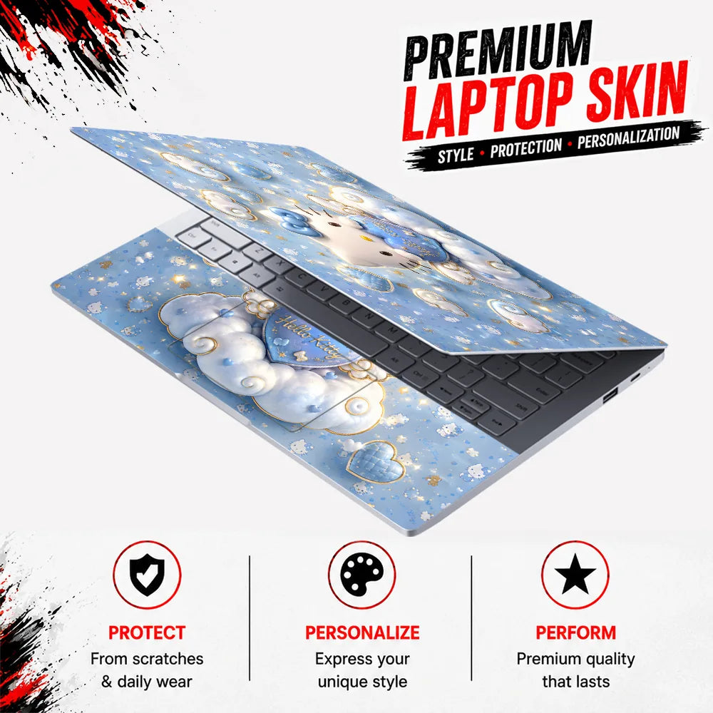 Hello Kitty Heart Cloud Blue Laptop Skin - View 3
