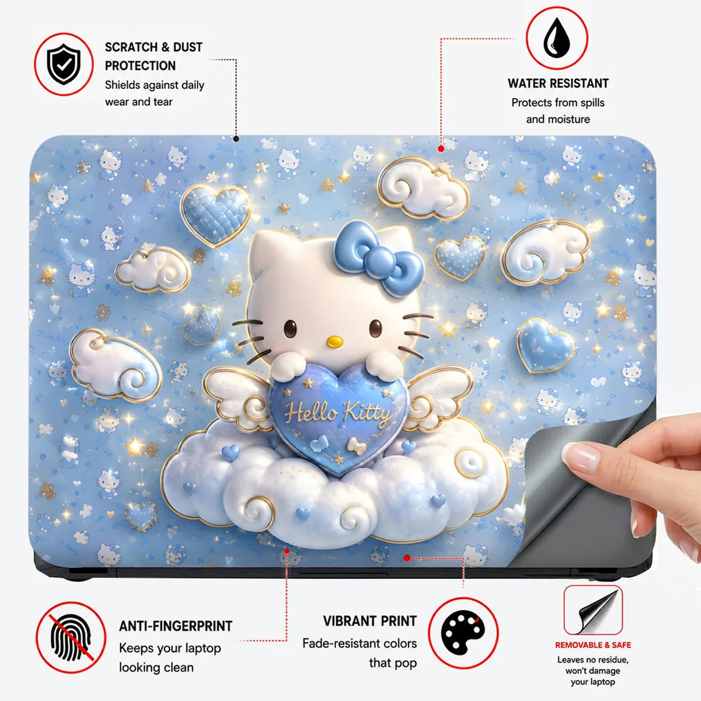 Hello Kitty Heart Cloud Blue Laptop Skin - View 4