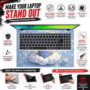 Hello Kitty Heart Cloud Blue Laptop Skin - View 5