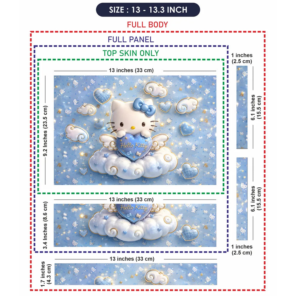 Hello Kitty Heart Cloud Blue Laptop Skin - View 6