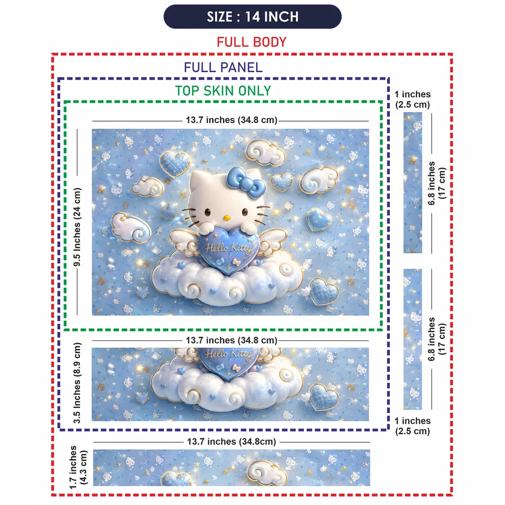 Hello Kitty Heart Cloud Blue Laptop Skin - View 7