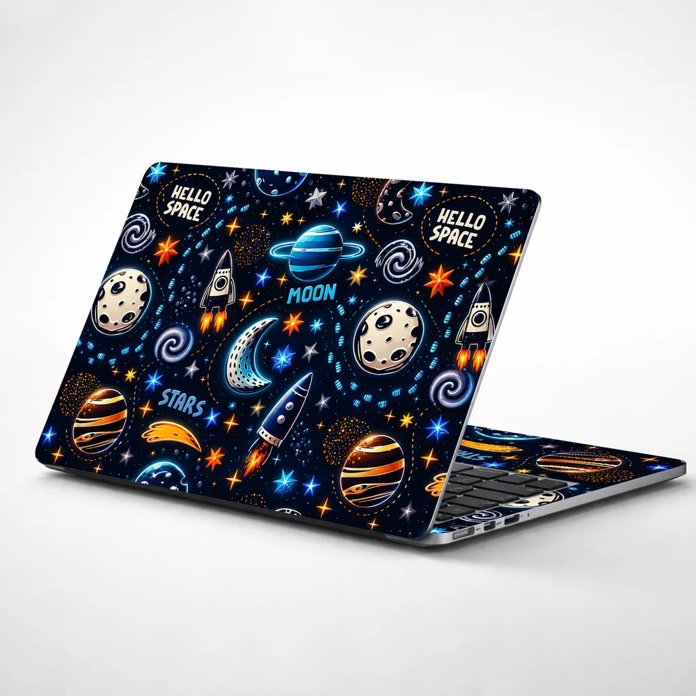 Hello Space Cartoon Pattern Laptop Skin - View 1