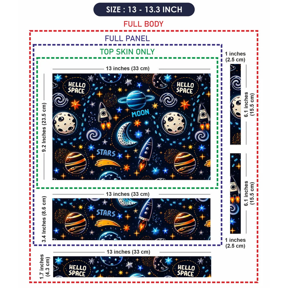 Hello Space Cartoon Pattern Laptop Skin - View 6