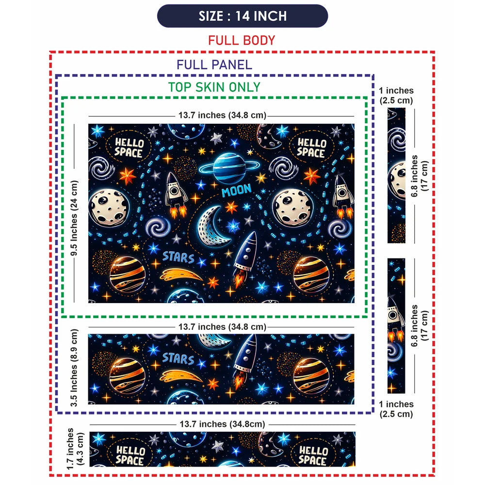 Hello Space Cartoon Pattern Laptop Skin - View 7