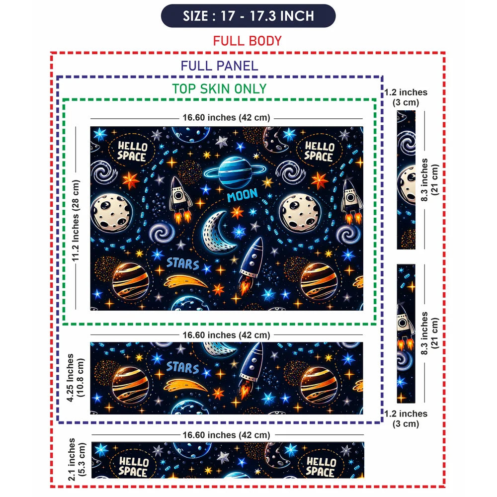 Hello Space Cartoon Pattern Laptop Skin - View 9