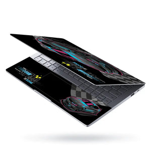 High Speed Zone Black and Blue Sports Car Laptop Skin - View 3