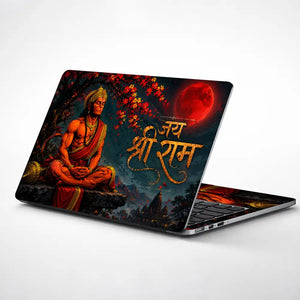 Hindu Hanuman Blood Moon Night Laptop Skin - View 1
