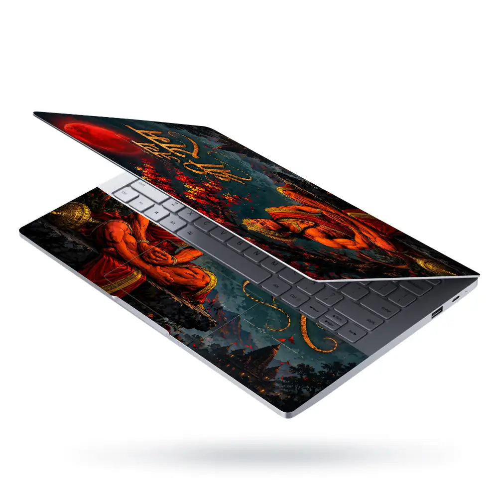 Hindu Hanuman Blood Moon Night Laptop Skin - View 3