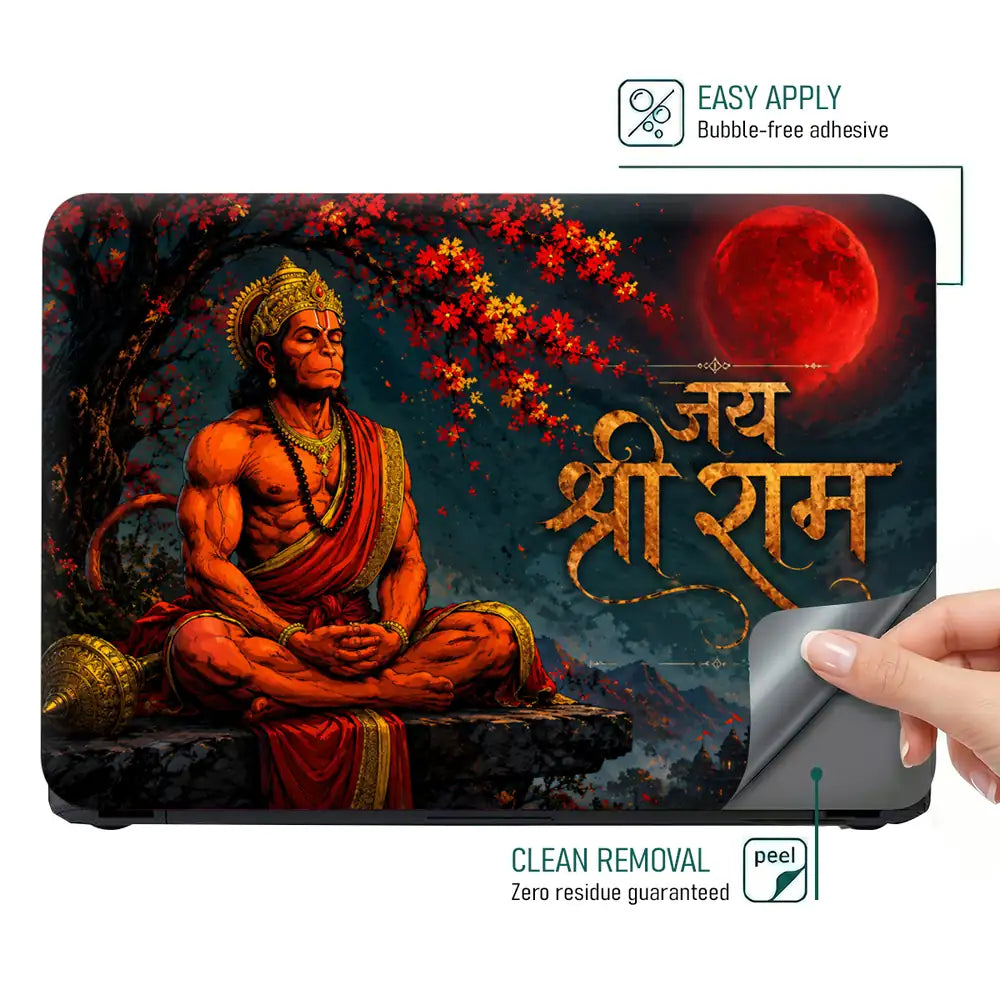Hindu Hanuman Blood Moon Night Laptop Skin - View 4