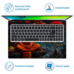 Hindu Hanuman Blood Moon Night Laptop Skin - View 5