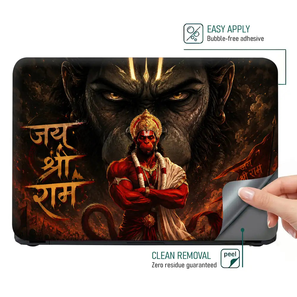 Hindu Hanuman Jai Shri Ram Dark Epic Laptop Skin - View 4