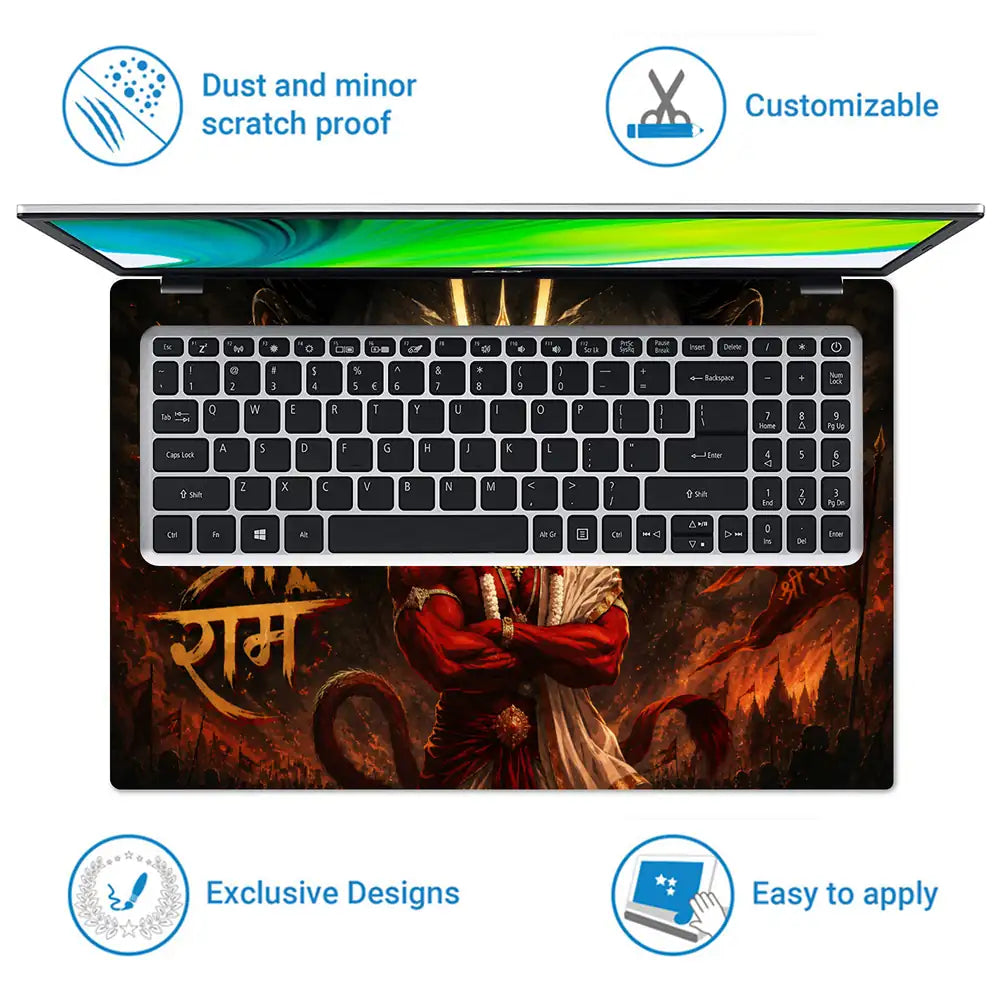 Hindu Hanuman Jai Shri Ram Dark Epic Laptop Skin - View 5