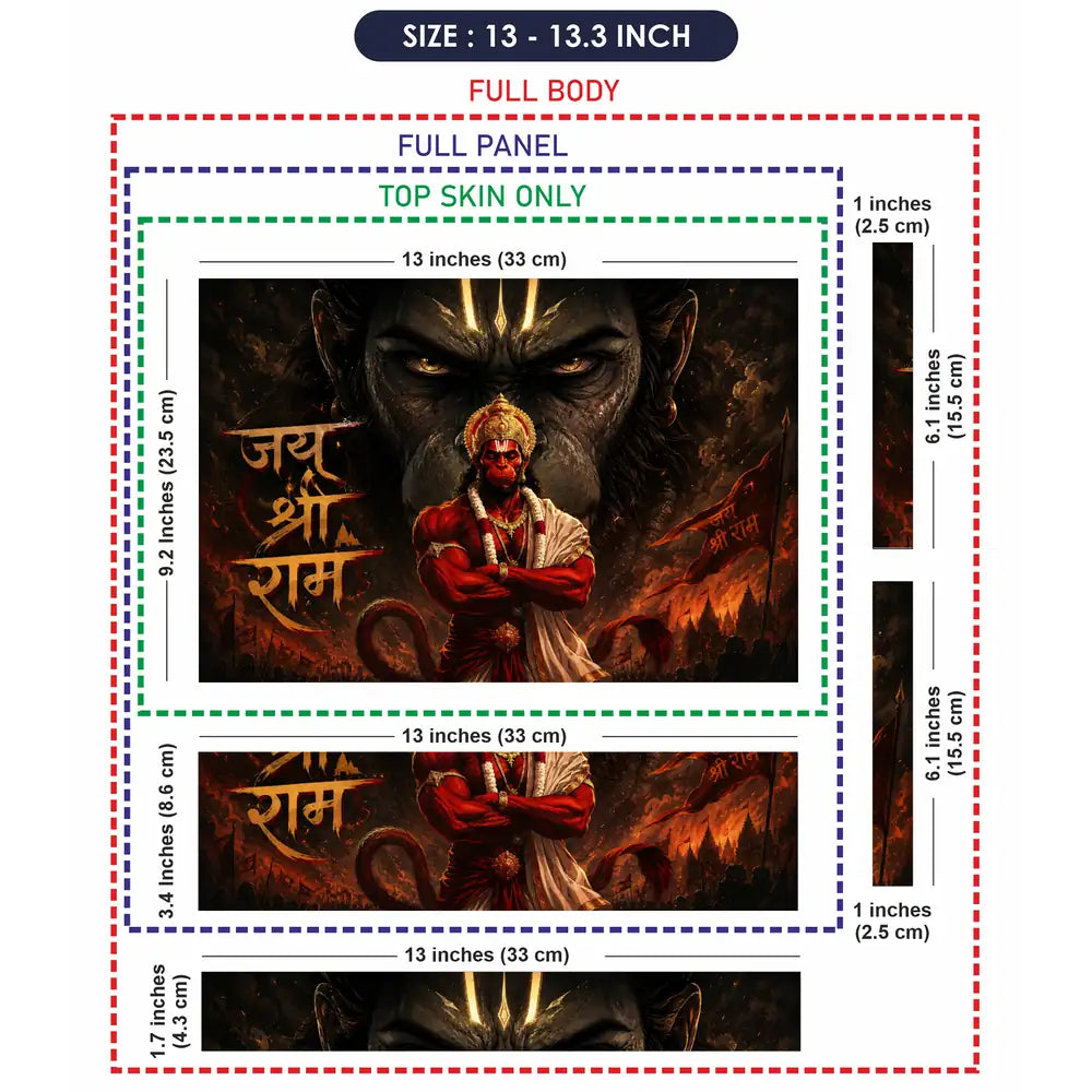 Hindu Hanuman Jai Shri Ram Dark Epic Laptop Skin - View 6