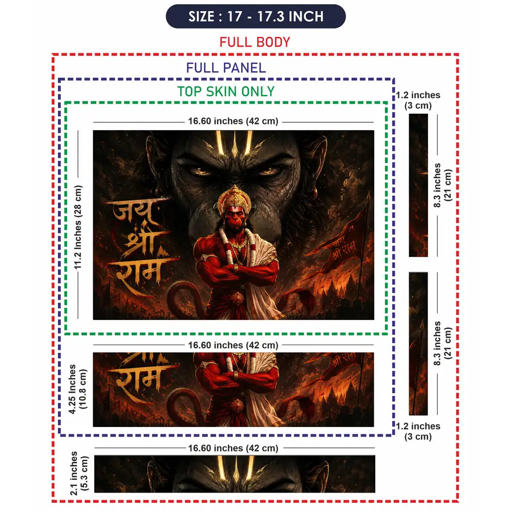 Hindu Hanuman Jai Shri Ram Dark Epic Laptop Skin - View 9