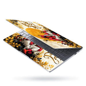 Hindu Hanuman Meditation Golden Sun Laptop Skin - View 3